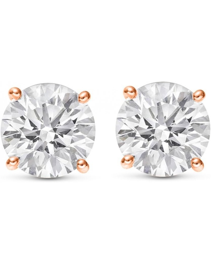 3/4-5 IGI Certified LAB-GROWN Round Cut Diamond Earrings 4 Prong Push Back Value Collection (H-I COLOR, VS1-VS2 CLARITY) Rose...