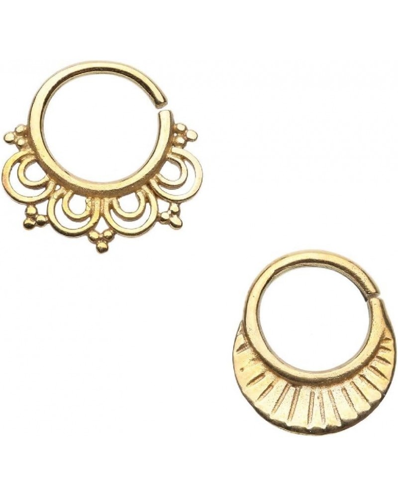 Jewelry Set of 2 Golden African Lotus Lovely Royal Tribal Brass Bendable Twist Hoop Rings 16g 9mm African/Lovely $9.24 Body J...