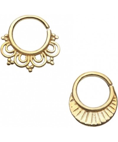 Jewelry Set of 2 Golden African Lotus Lovely Royal Tribal Brass Bendable Twist Hoop Rings 16g 9mm African/Lovely $9.24 Body J...