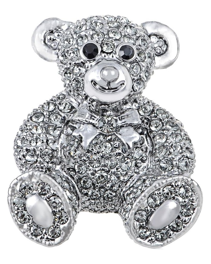 Vintage Inspired Cute Valentine Silver Tone Teddy Bear Stuffed Animal Lapel Brooch Pin $11.88 Brooches & Pins