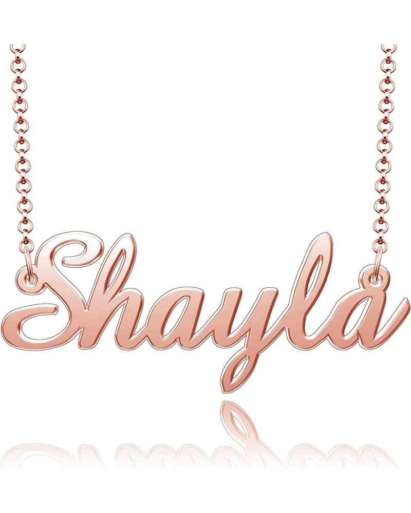 Sterling Silver Pendant Customized Plate Personalized Name Necklace Gift for Women Couple Shayla Rose Gold $14.15 Necklaces