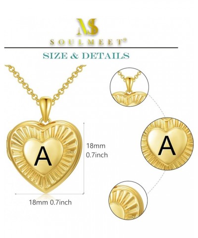 10K 14K 18K Solid Yellow Gold/Plated Gold Locket Radiation Initial Heart Locket Necklace That Holds Pictures Personalized Pho...