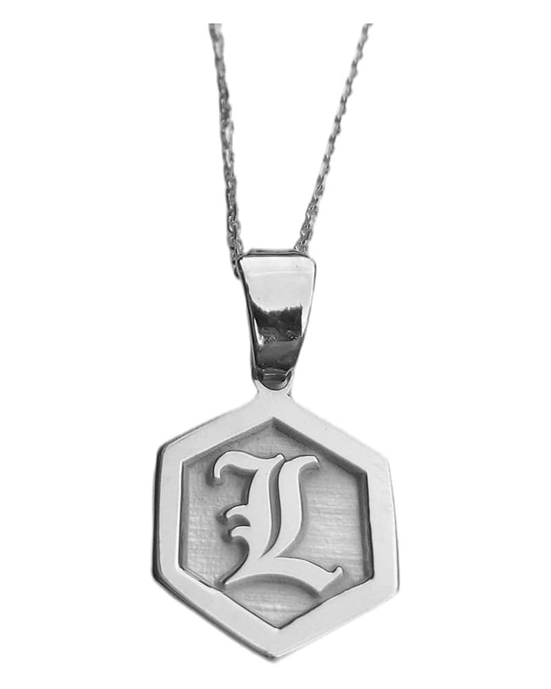 925 Sterling Silver Personalized Old English Initial Necklace Pendants Custom Letter Chain Silver $23.84 Necklaces