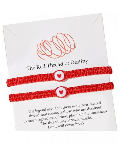 Luminous heart couples bracelet with fine braided cord - comes in a set of two Red $5.15 Bracelets