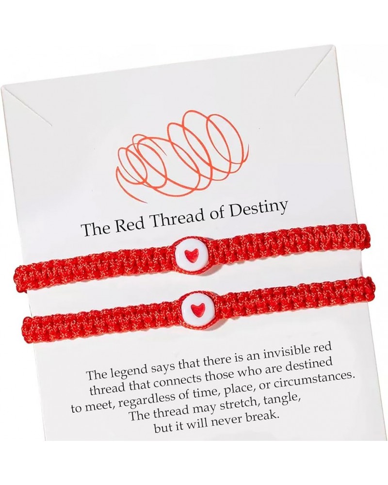 Luminous heart couples bracelet with fine braided cord - comes in a set of two Red $5.15 Bracelets