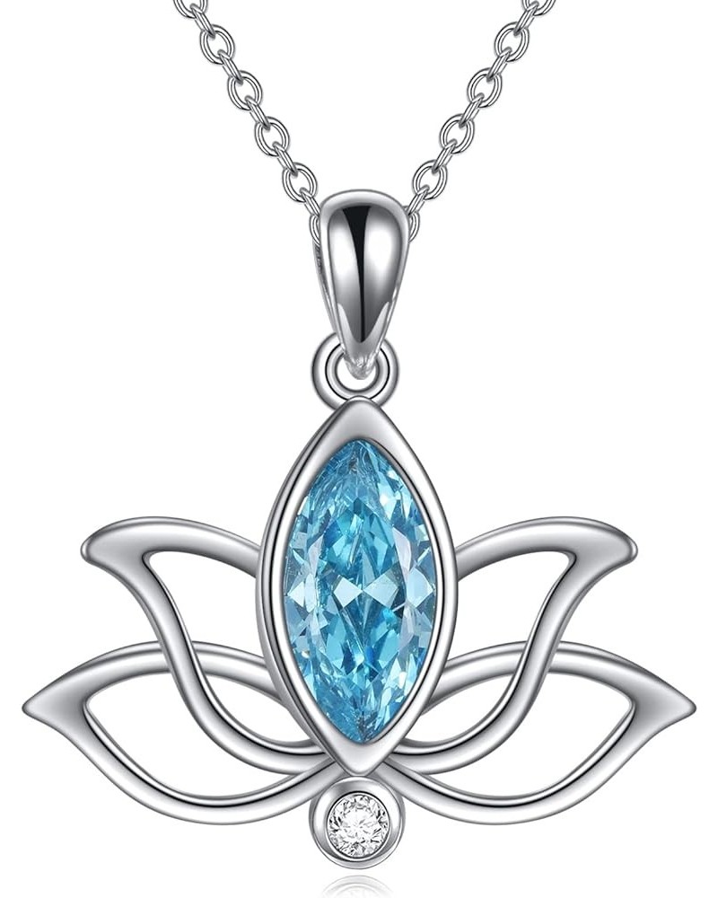 Lotus Necklace Sterling Silver Birthstone Pendant Lotus Jewelry Mothers Day Birthday Gifts for Women Girls Dec $14.80 Necklaces