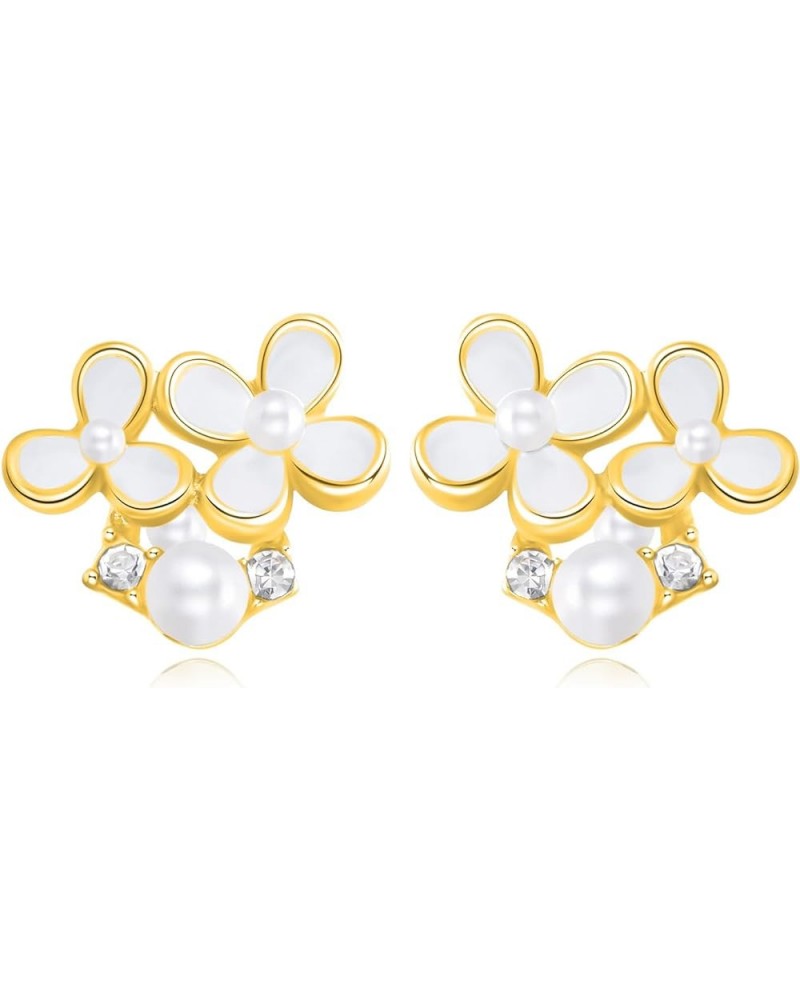 Sterling Silver Earrings Ear Jacket/White Flower/Paperclip Earrings for Women Girls Flower $11.70 Earrings