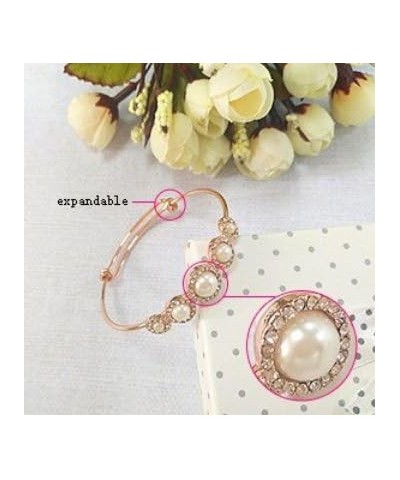 Expandable Adjustable Wire Bangle Bracelets with Rhinestone Pearl Bridesmaid Gift rose gold $8.05 Bracelets