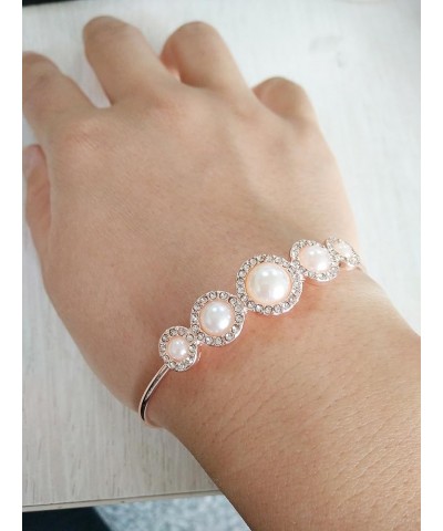 Expandable Adjustable Wire Bangle Bracelets with Rhinestone Pearl Bridesmaid Gift rose gold $8.05 Bracelets