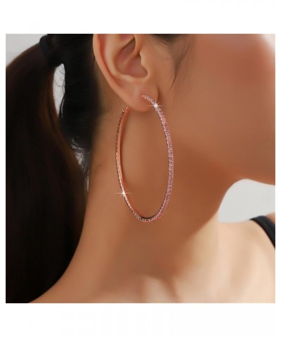 Large Rhinestone Hoop Earrings for Women Girls Hypoallergenic Extra Big 80mm Huggie CZ Hoops Dangle Drop Earring Fashion Chic...