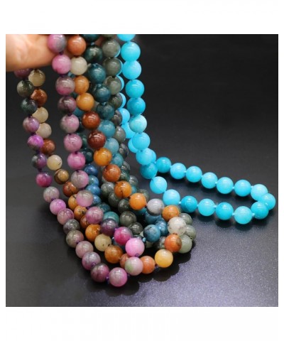 Semi Precious Natural Stone Beaded Choker Necklace for Women Amazonite Turquoise Gemstone Pearl Strand Necklace Shades of Pur...