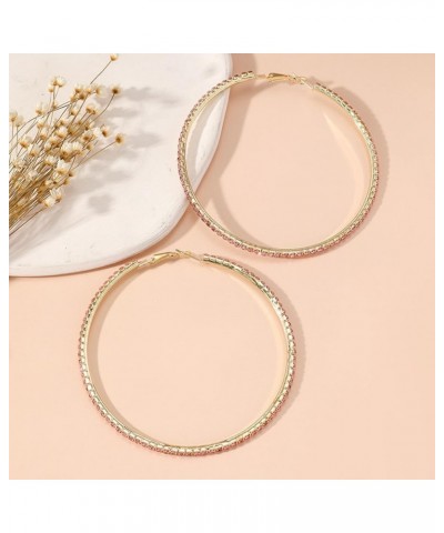 Large Rhinestone Hoop Earrings for Women Girls Hypoallergenic Extra Big 80mm Huggie CZ Hoops Dangle Drop Earring Fashion Chic...