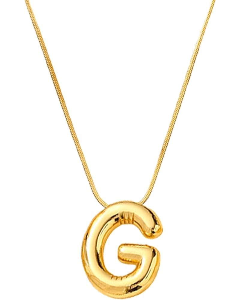 Balloon Letter Necklace Bubble Initial Necklace for Women 14k Gold Stainless Steel Alphabet A-Z Pendant Snake Chain Necklace ...