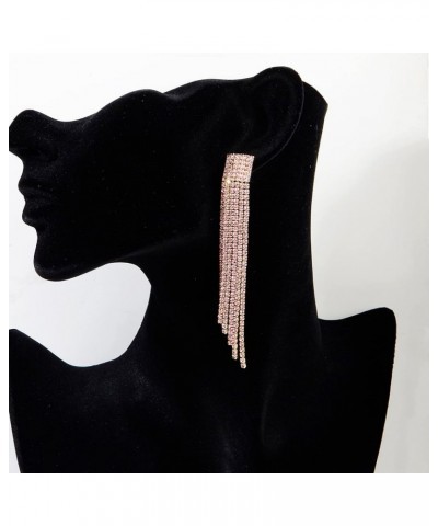 Extra Long Rhinestone Drop Earrings Women's Sparkling Waterfall Fringe Tassel CZ Crystal Statement Studs Wedding Bridal Party...