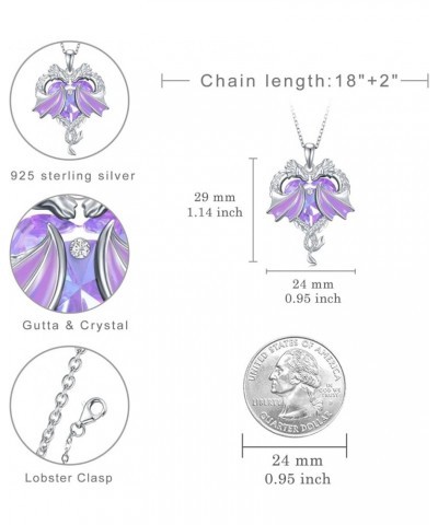 Dragon Necklace 925 Sterling Silver Dragon Crystal Necklace for Women Dragon Jewelry Gifts for Women Girls Purple-Dragon $23....