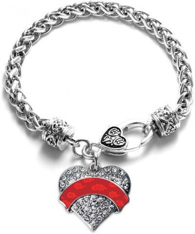 Silver Pave Heart Charm Bracelet with Cubic Zirconia Jewelry Red Chinese New Year Cloud Pattern $10.39 Bracelets