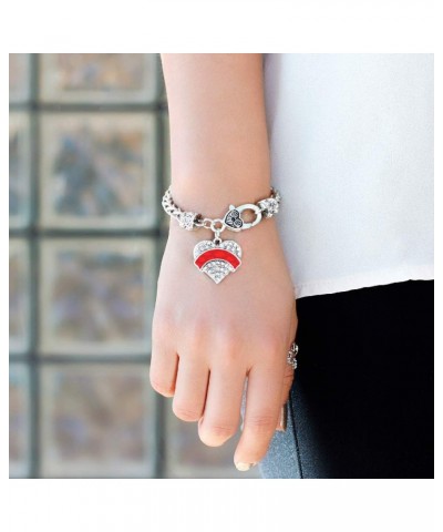 Silver Pave Heart Charm Bracelet with Cubic Zirconia Jewelry Red Chinese New Year Cloud Pattern $10.39 Bracelets