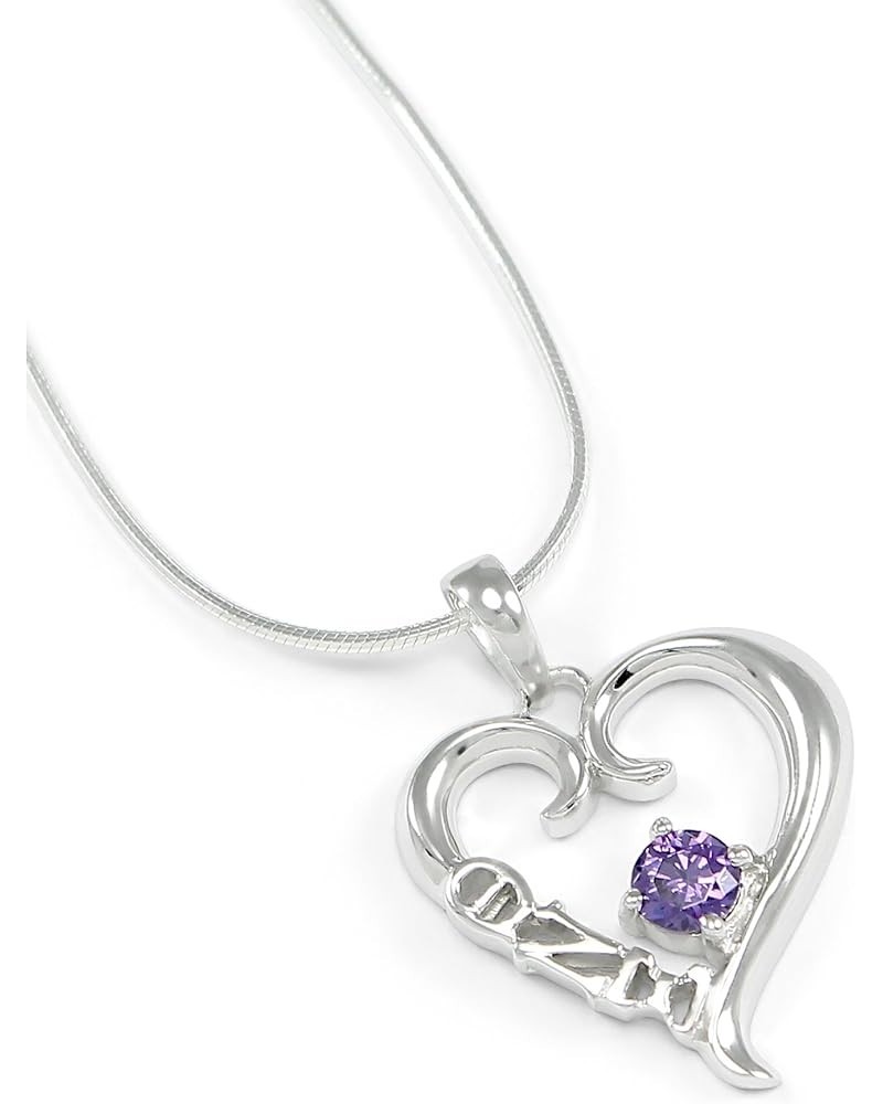 Theta Nu XI Sterling Silver Heart Pendant with Lavender CZ 16.0 Inches $12.60 Pendants