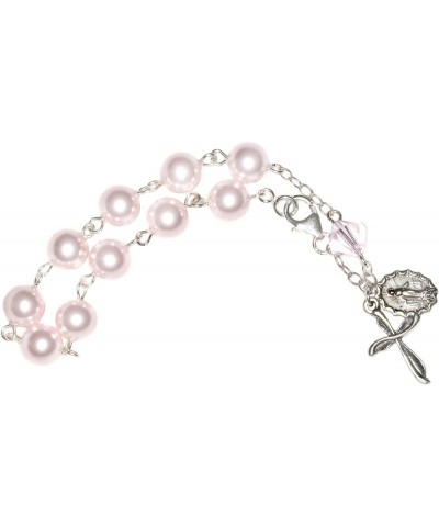 Rosary Bracelet Made with Gemstone, Austrian Crystal, Glass OR Sport Beads CRYSTAL - Pearl Rosaline $38.87 Bracelets