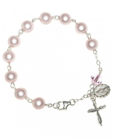 Rosary Bracelet Made with Gemstone, Austrian Crystal, Glass OR Sport Beads CRYSTAL - Pearl Rosaline $38.87 Bracelets