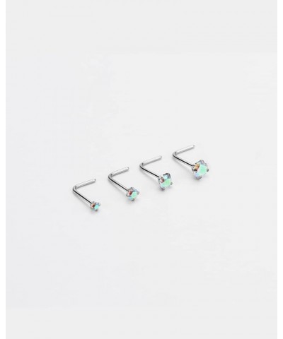 4pcs Surgical Steel Nose Rings Studs 1.5mm/2mm/2.5mm/3mm CZ L Shaped,22g,Silver with AB CZ $6.04 Body Jewelry