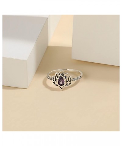 S925 Sterling Silver Lotus Ring, Promise Ring for Her, Lotus Flower Ring for Women Teen Girls, Eternity Ring, Jewelry Gifts M...