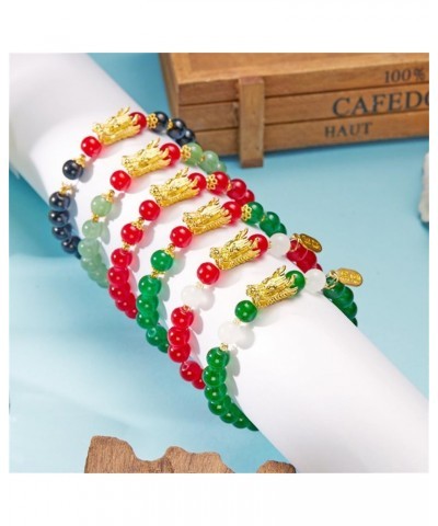 2024 Year of The Dragon Red Green Beads Stretch Bracelets Chinese Zodiac Animal Feng Shui Dragon Rope String Wrap Bracelet fo...