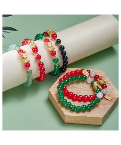 2024 Year of The Dragon Red Green Beads Stretch Bracelets Chinese Zodiac Animal Feng Shui Dragon Rope String Wrap Bracelet fo...