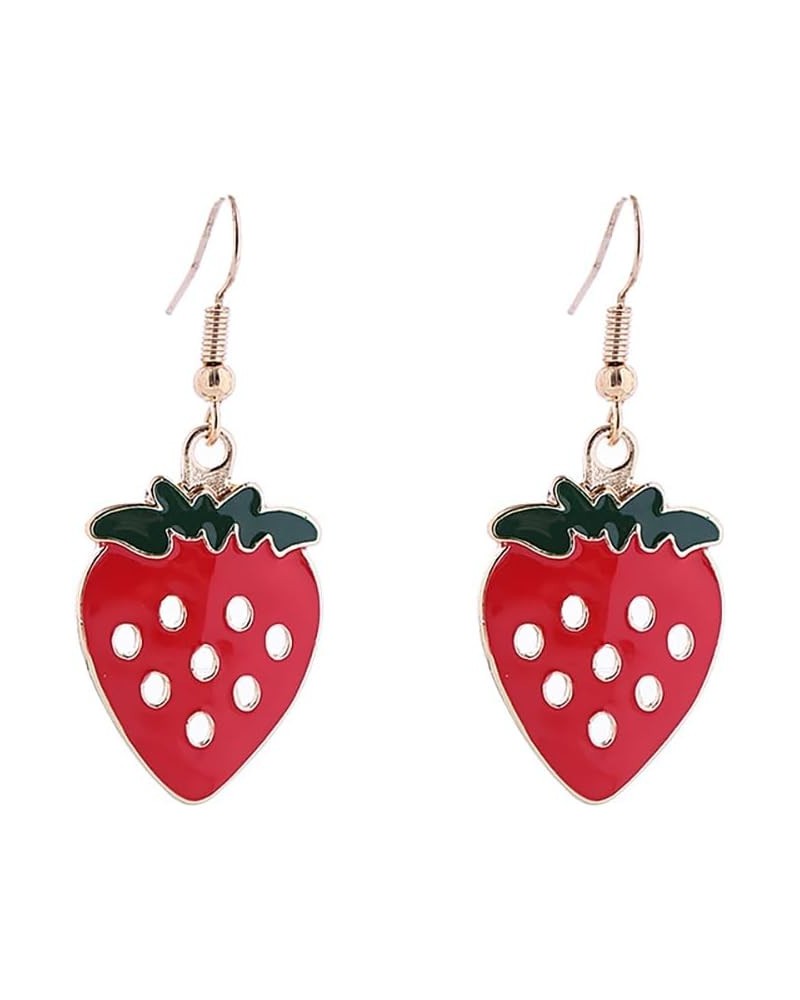 Red Strawberry Earring for Women Cute 3D Acrylic Fruit Resin Simulation Strawberry Drop Dangle Earrings Jewelry E $7.69 Earrings