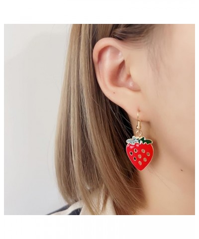 Red Strawberry Earring for Women Cute 3D Acrylic Fruit Resin Simulation Strawberry Drop Dangle Earrings Jewelry E $7.69 Earrings