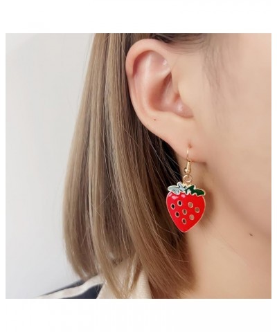 Red Strawberry Earring for Women Cute 3D Acrylic Fruit Resin Simulation Strawberry Drop Dangle Earrings Jewelry E $7.69 Earrings