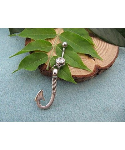 2Pcs Fishhook Belly Ring, Fishing Hook Belly Button Jewelry,Navel Piercing, Belly Button Ring $7.09 Body Jewelry