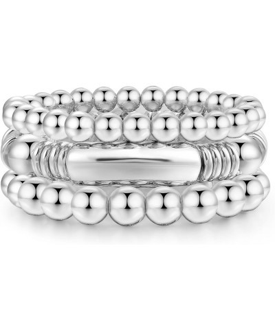 Gold Bangles Bracelet for Women Chunky Curved Stacking Plated Bead Ball Stretchable Bracelets Style-4 $10.39 Bracelets