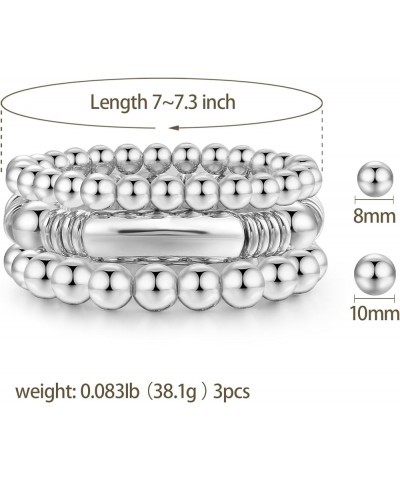 Gold Bangles Bracelet for Women Chunky Curved Stacking Plated Bead Ball Stretchable Bracelets Style-4 $10.39 Bracelets