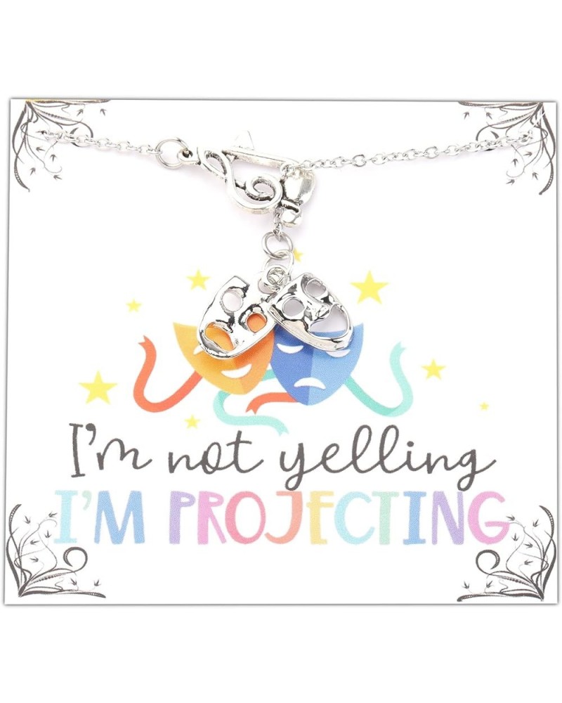 Theatre Necklace Drama Actor Actress Gift I'm Not Yelling I'm Projecting Comedy Tragedy Mask Pendant projecting note mask nec...