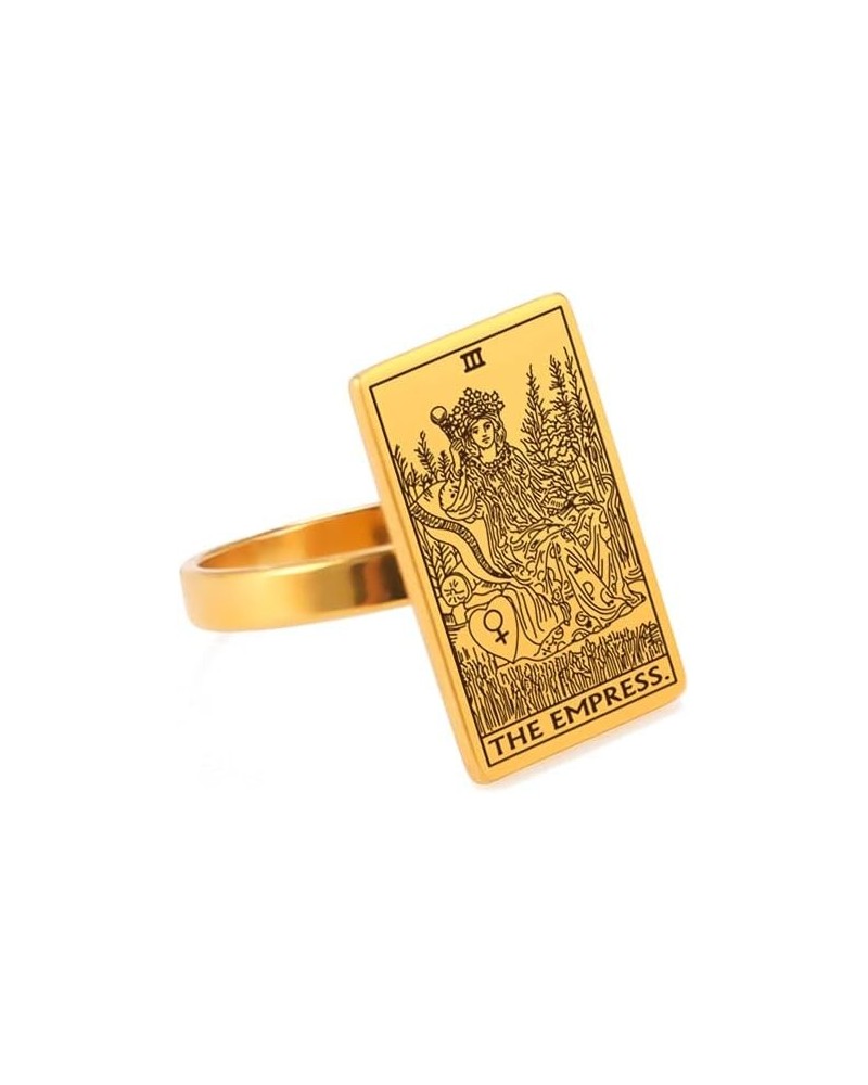 Tarot Cards Rings Stainless Steel Astrology Divination Magic Amulet Jewelry for Women Girls Gold-THE EMPRESS $7.79 Rings