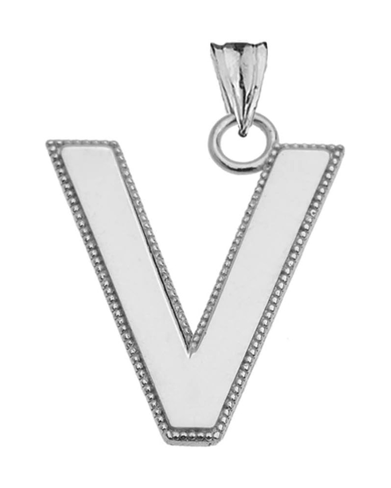 Elegant Sterling Silver Personalized Milgrain Initial A-Z Charm Pendant in Satin Finish V $9.53 Necklaces