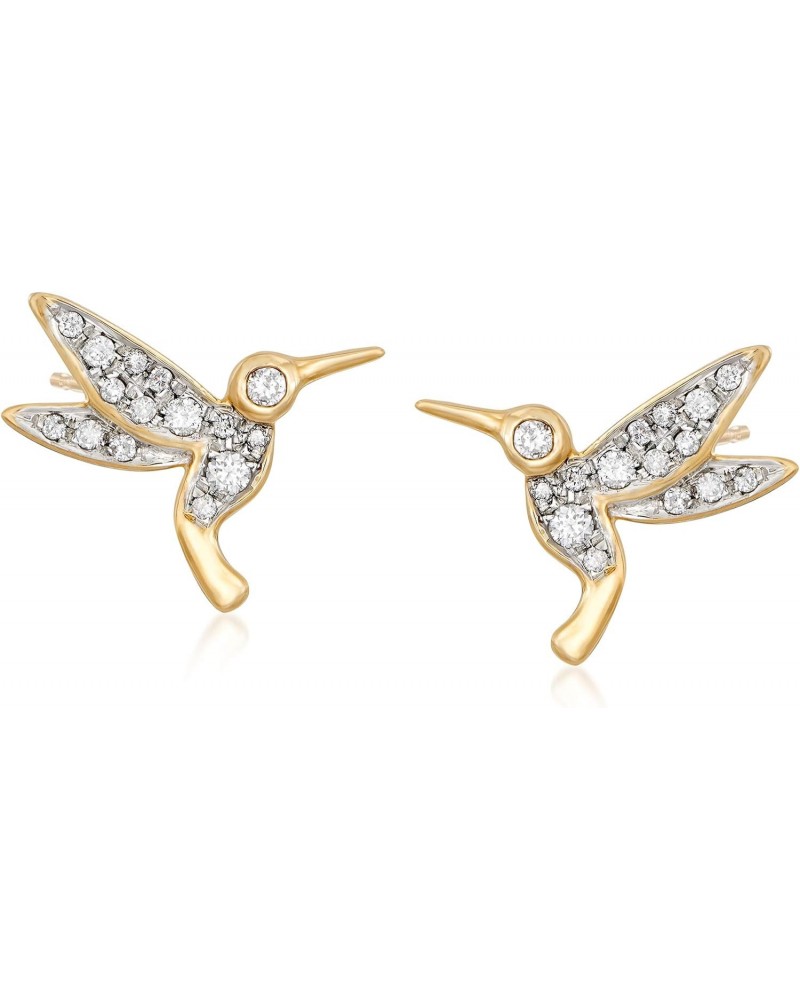 0.30 ct. t.w. Diamond Hummingbird Stud Earrings in 18kt Gold Over Sterling $83.64 Earrings