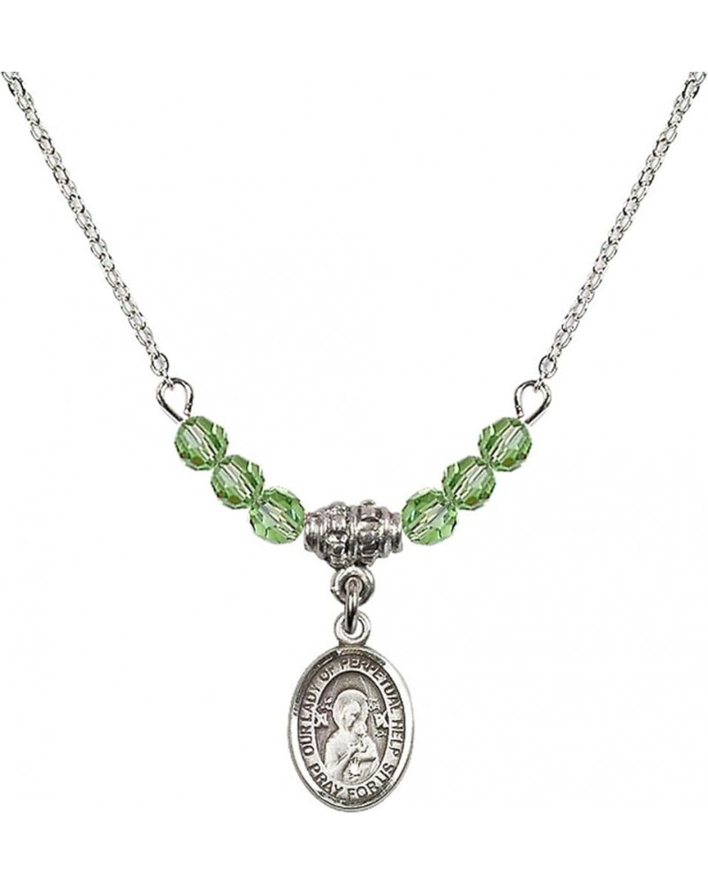 August Birth Month Bead Necklace with Catholic Patron Saint Petite Charm, 18 Inch Our Lady of Perpetual Help $33.24 Necklaces