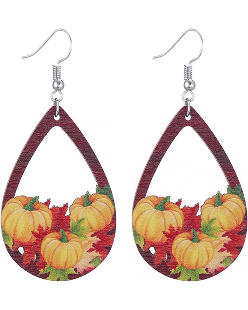 Cute Thanksgiving Earrings for Women Girls Handmade Colorful Wooden Autumn Fall Turkey Chicken Pumpkin Maple Leaf Sunflower D...