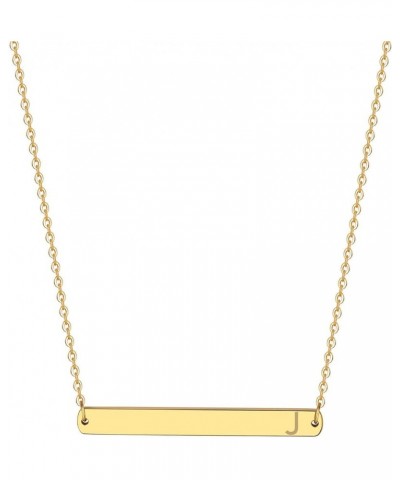 Gold Silver Rose Gold Horizontal Bar Necklace Stainless Steel 18K Gold Plated Bar Necklace Ladies Adjustable Chain golden-J $...