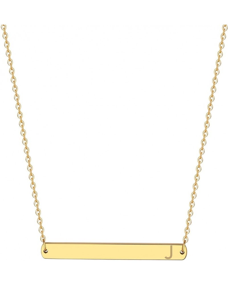 Gold Silver Rose Gold Horizontal Bar Necklace Stainless Steel 18K Gold Plated Bar Necklace Ladies Adjustable Chain golden-J $...