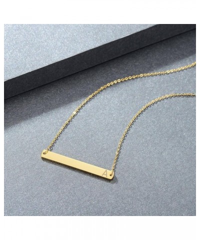 Gold Silver Rose Gold Horizontal Bar Necklace Stainless Steel 18K Gold Plated Bar Necklace Ladies Adjustable Chain golden-J $...