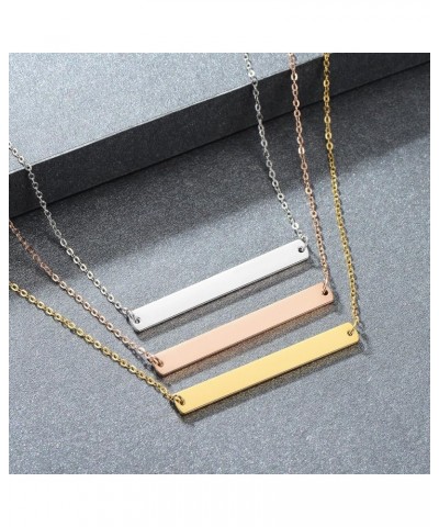 Gold Silver Rose Gold Horizontal Bar Necklace Stainless Steel 18K Gold Plated Bar Necklace Ladies Adjustable Chain golden-J $...