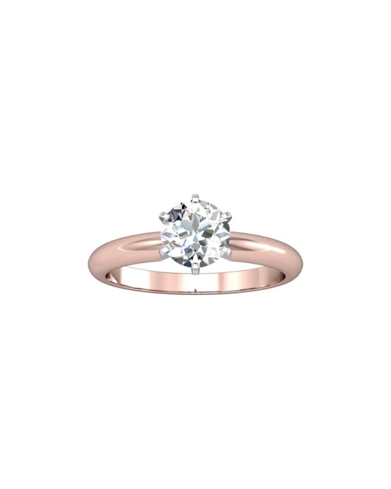 14K Rose Gold Solitaire Diamond Engagement Ring Round Brilliant Cut (D Color VS2 Clarity 0.24 ctw) 7.5 $253.38 Rings