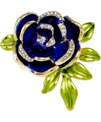 Brooch Pins for Women, Elegant Rose Flower Shape Brooch Shining Rhinestones Inlaid Pin Creative Hat Shawl Scarf Enamel Badge ...