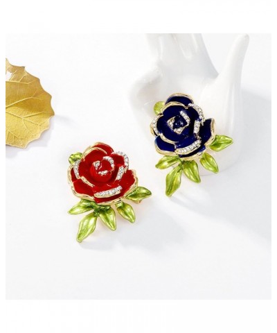 Brooch Pins for Women, Elegant Rose Flower Shape Brooch Shining Rhinestones Inlaid Pin Creative Hat Shawl Scarf Enamel Badge ...