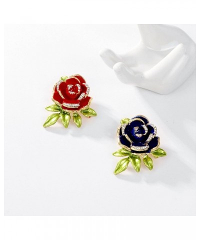 Brooch Pins for Women, Elegant Rose Flower Shape Brooch Shining Rhinestones Inlaid Pin Creative Hat Shawl Scarf Enamel Badge ...