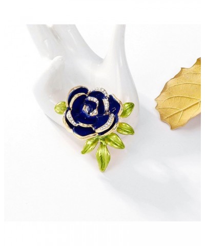 Brooch Pins for Women, Elegant Rose Flower Shape Brooch Shining Rhinestones Inlaid Pin Creative Hat Shawl Scarf Enamel Badge ...