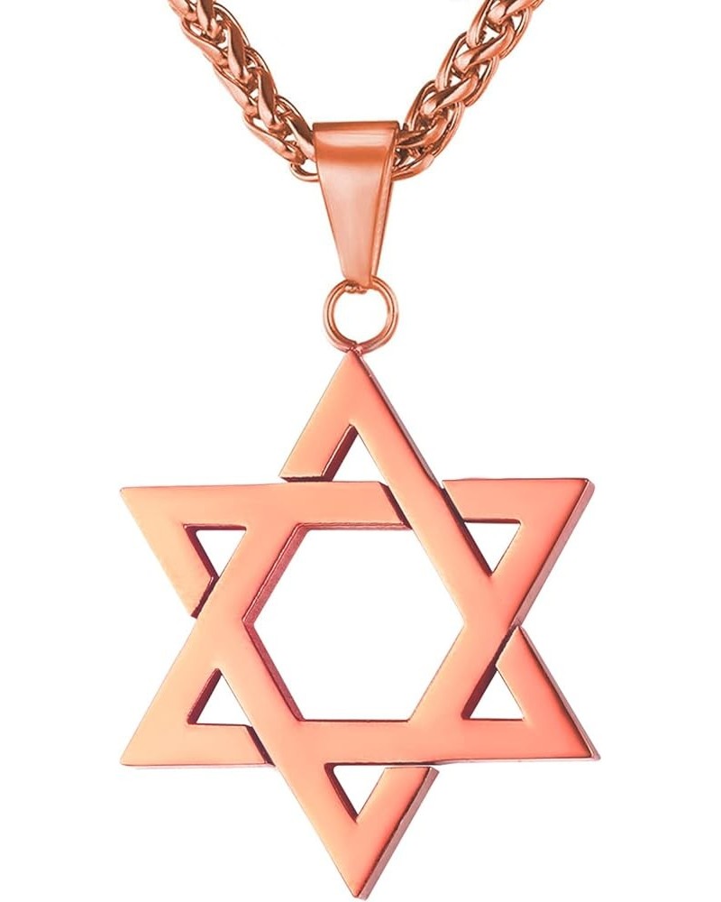 Star of David Necklace for Men Women Gold/Stainless Steel Hexagon Pendant with Cross/Ruby Stone/Classic Jewish Isael Necklace...